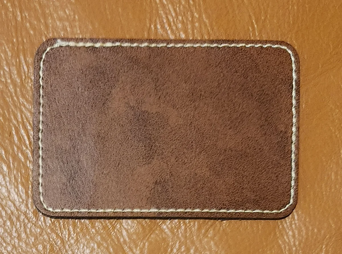 Hat Patch - rectangle - brown - Leather