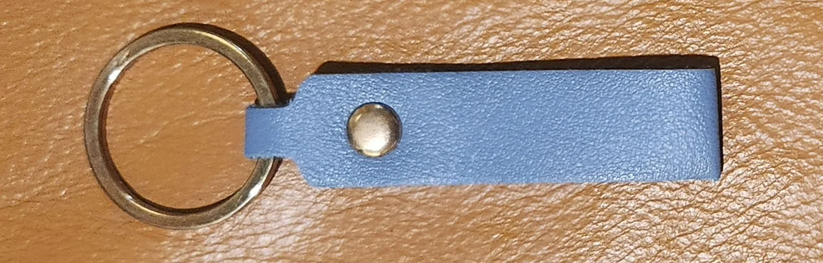 Zipper Pull Blue PU Leather Keychain