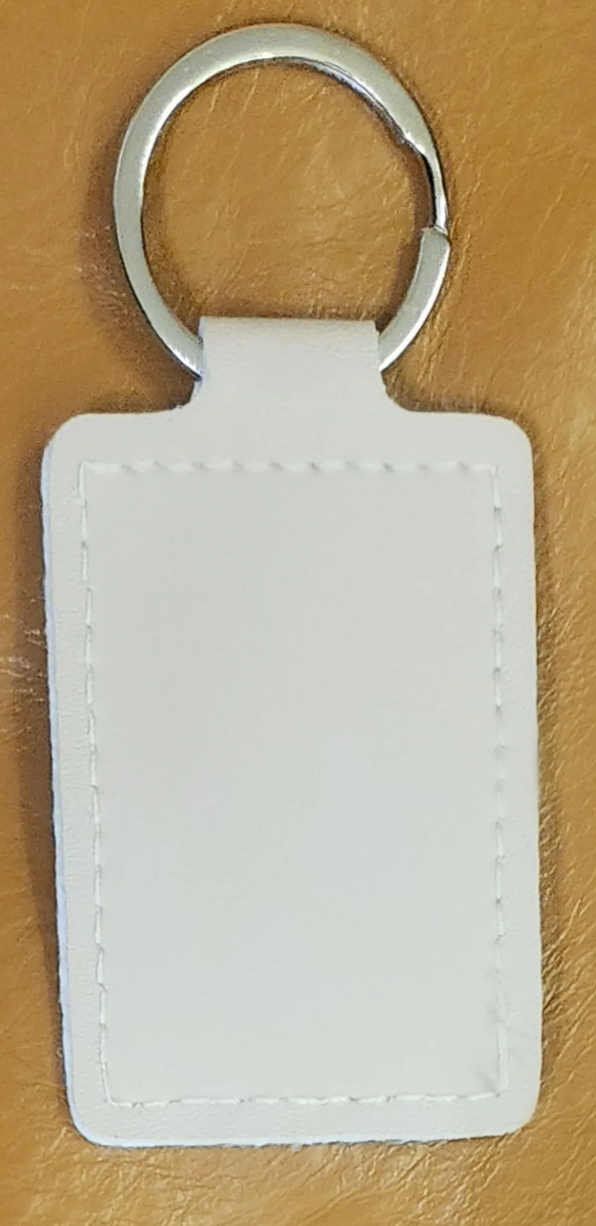 Cream Leather Keychain