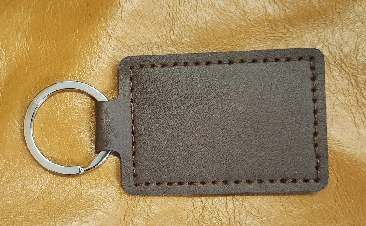 Keychain Rectangle - Dark Brown - PU Leather - Portrait
