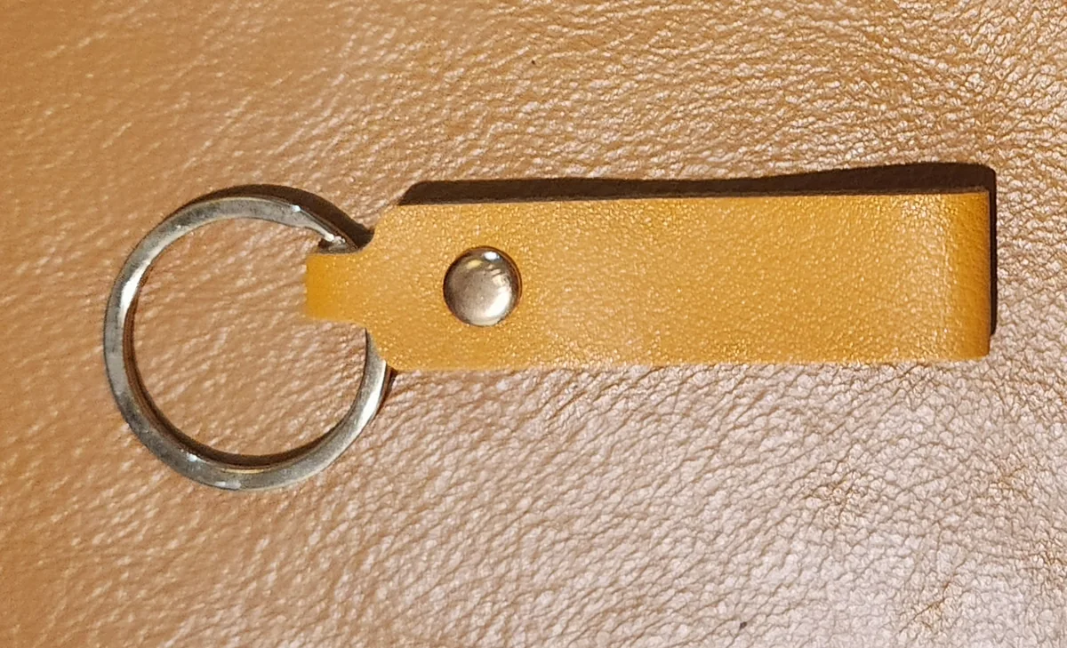 Zipper Pull Mustard PU Leather Keychain