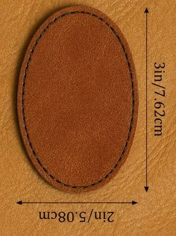 Oval Brown Leather Iron-On Leather Patch
