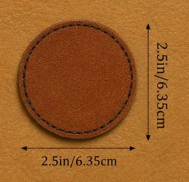 Round Brown Leather Iron-On Leather Patch