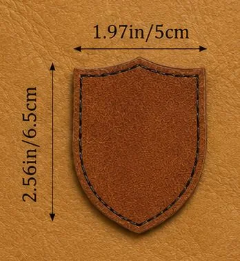 Shield-Shaped Brown Leather Iron-On Leather Patch