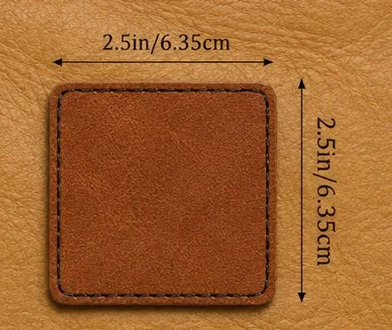 Square Brown Leather Iron-On Leather Patch