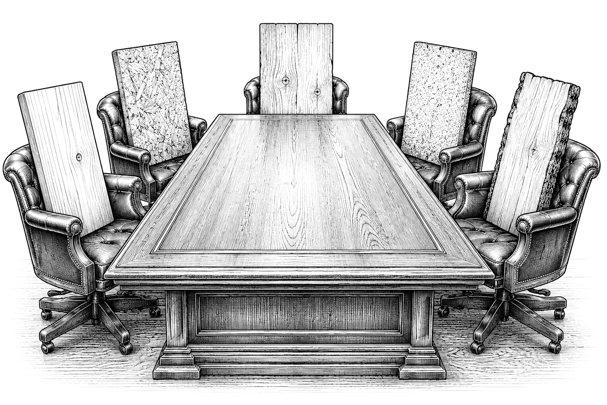 Engraving artwork: Board Meeting