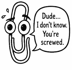 Engraving artwork: Confused Paperclip