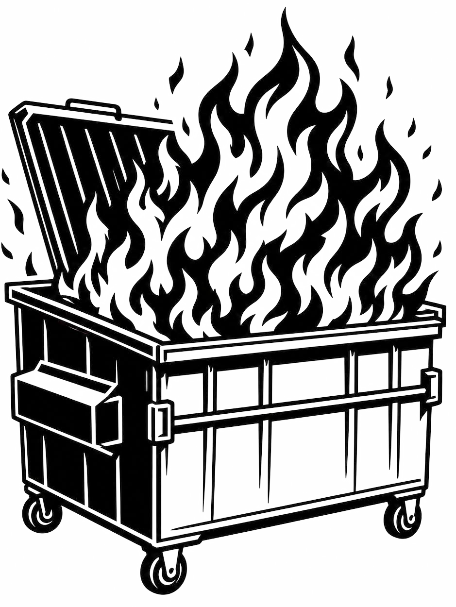 Engraving artwork: Dumpster Fire