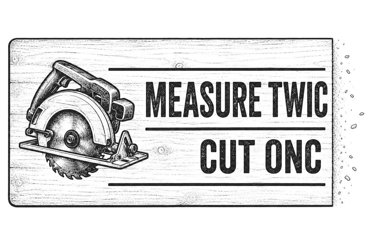 Engraving artwork: Measure Twice