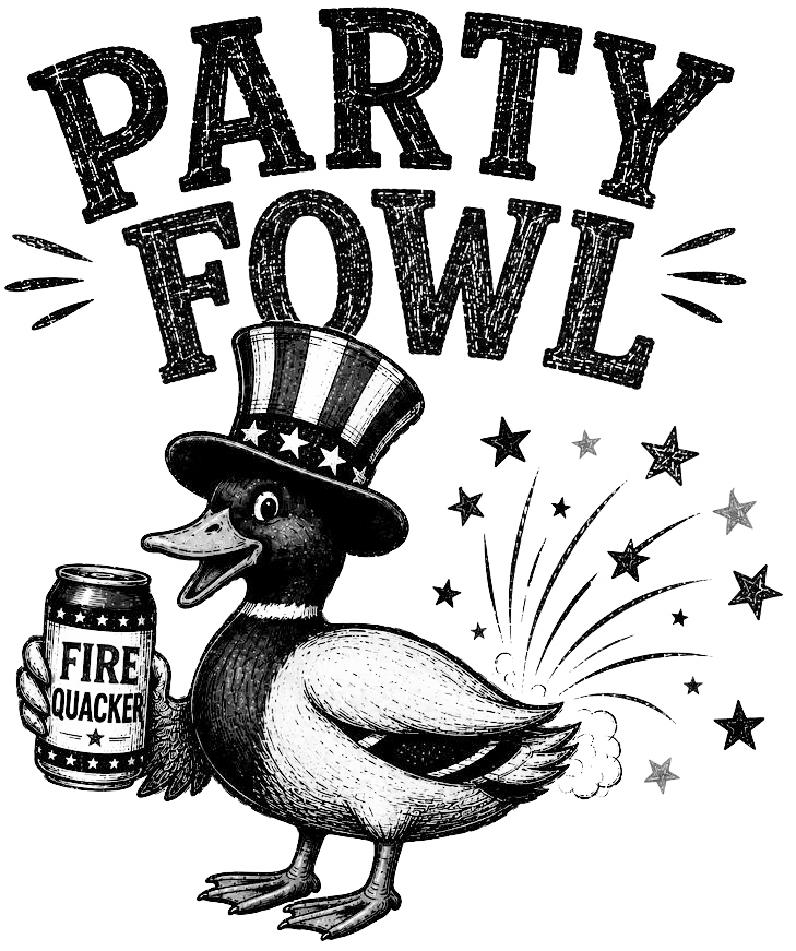 Engraving artwork: Party Fowl