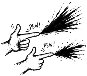 Engraving artwork: Pew Pew Finger Guns