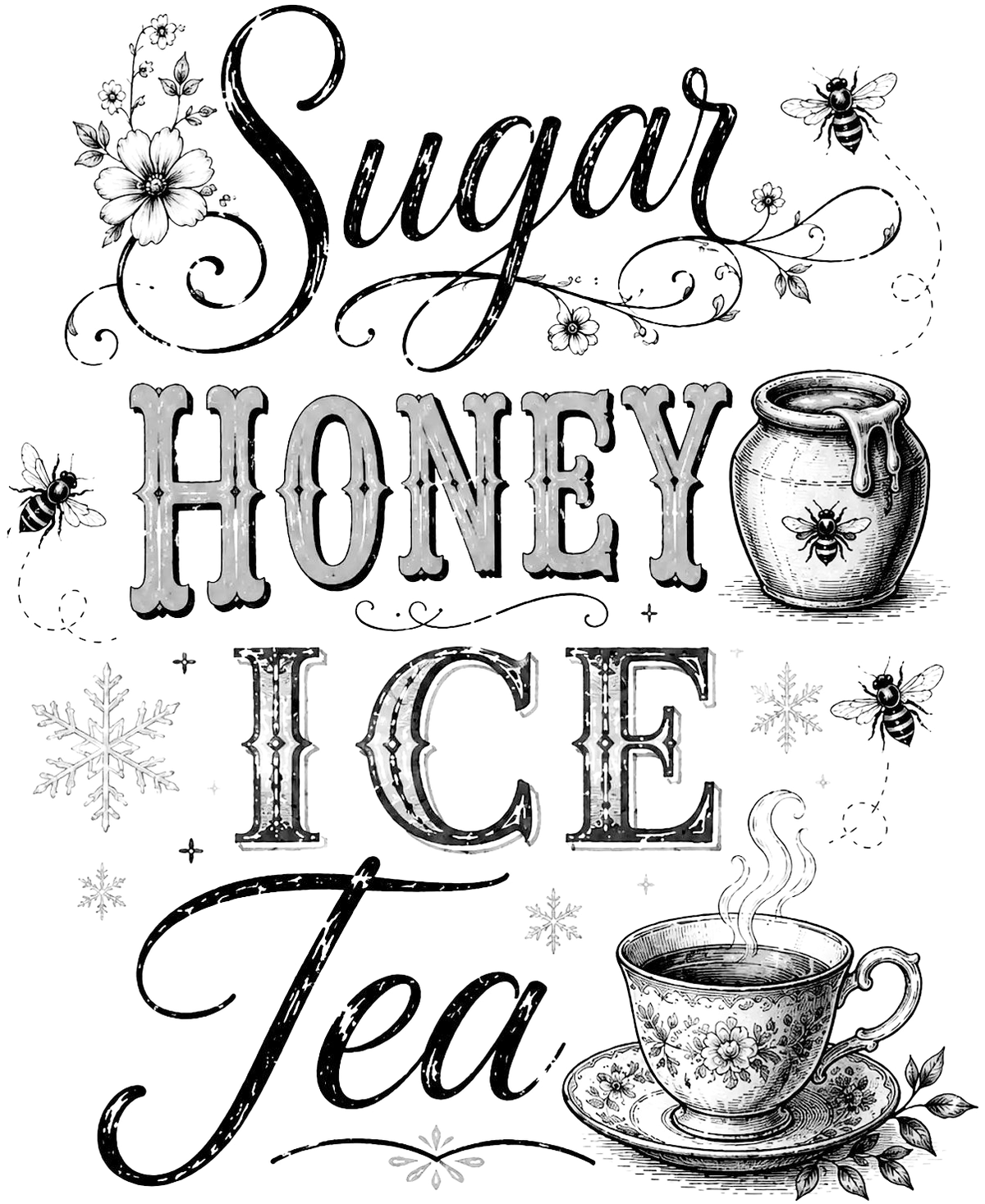 Engraving artwork: Sugar Honey Ice Tea