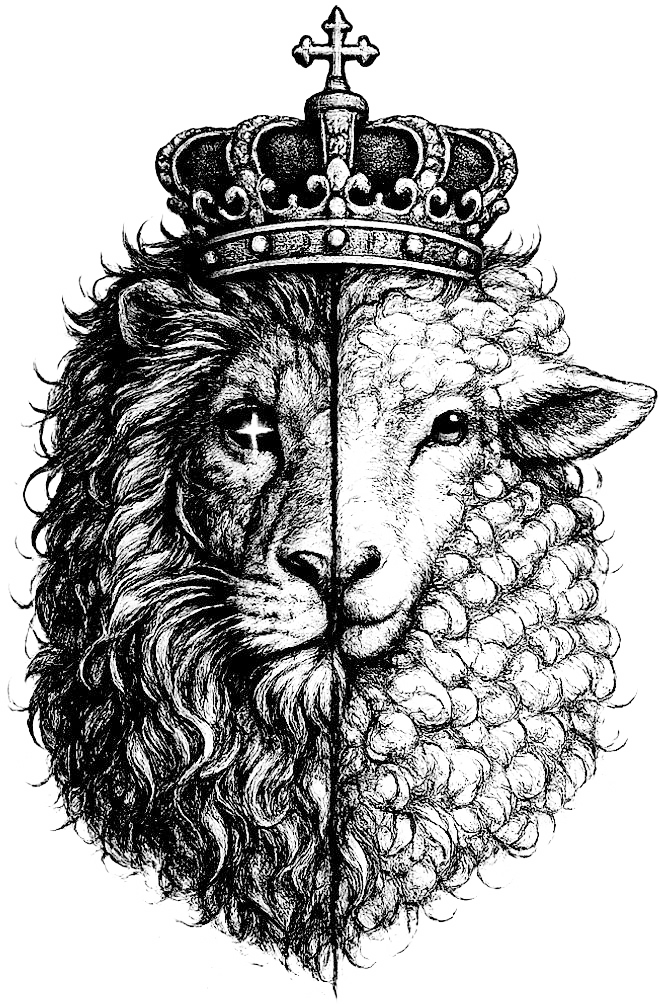 Engraving artwork: The Lion And The Lamb