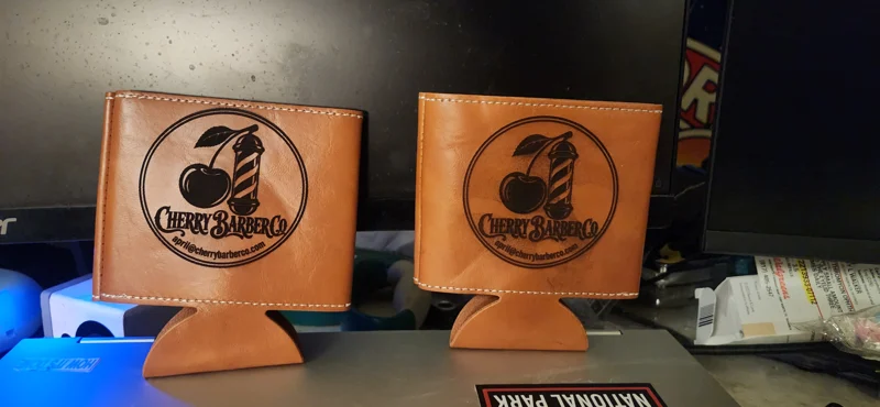 Logo engraved drink coozies